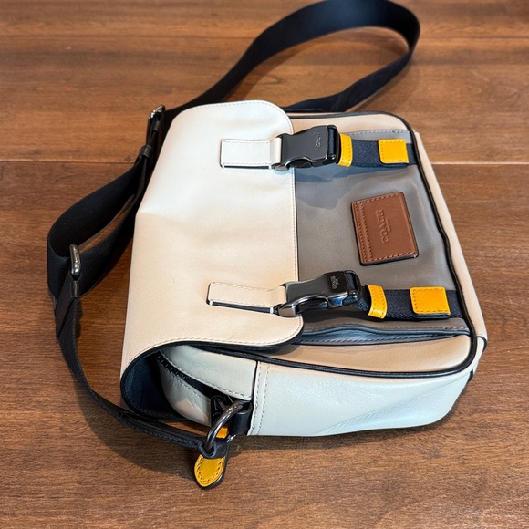 Coach Track Crossbody Messenger Bag in Colorblock - Cream, Gray, & Yellow - Picture 4 of 11